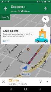 Google Maps add a Pit-Stop