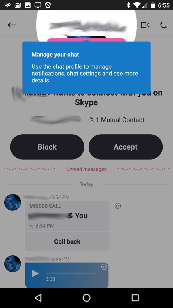 skype user interface